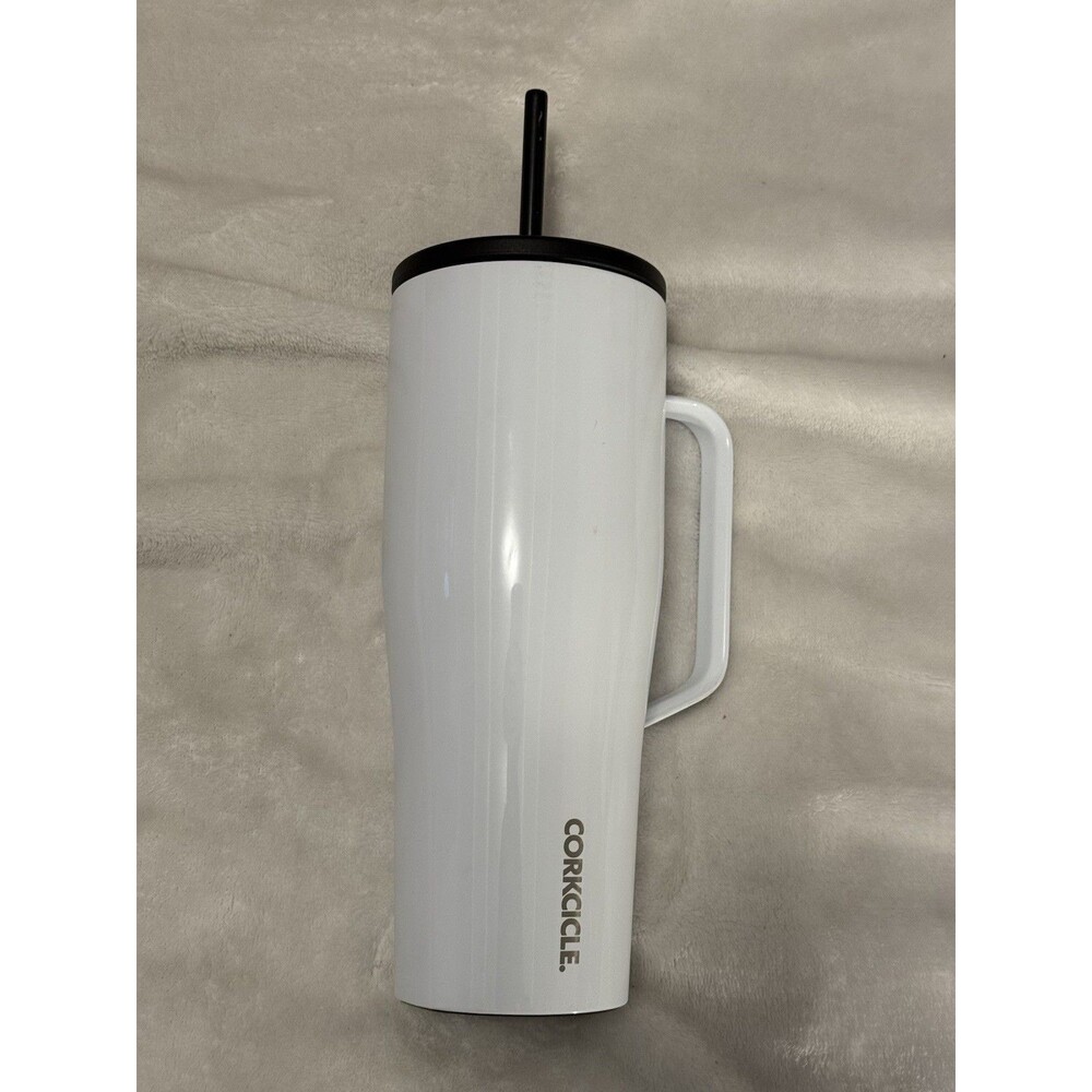 Corkcicle 40oz White Insulated Tumbler with Handle Lid & Straw